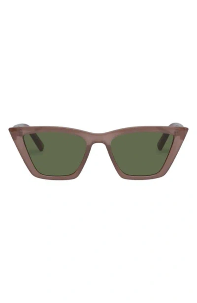 Le Specs Velodrome 54mm Cat Eye Sunglasses In Parchment / Moss Mono