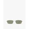 Le Specs Bizarro Rectangular-frame Metal Sunglasses In Bright Gold/clear