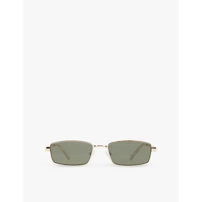 Le Specs Bizarro Rectangular-frame Metal Sunglasses In Bright Gold/clear
