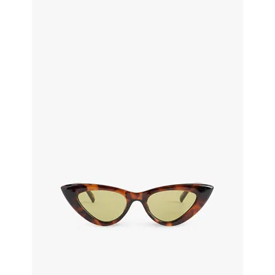 LE SPECS WOMENS DARK TORT HYPNOSIS CAT EYE-FRAME SUNGLASSES