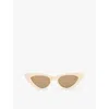 Le Specs Womens Ivory Hypnosis Cat Eye-frame Sunglasses In Ivory