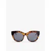 Le Specs Womens Tort Air Heart Cat Eye-frame Acetate Sunglasses In Tort