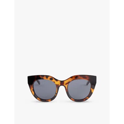 Le Specs Womens Tort Air Heart Cat Eye-frame Acetate Sunglasses