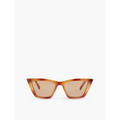 Le Specs Womens Vintage Tort Velodrome Cat Eye-frame Plastic Sunglasses
