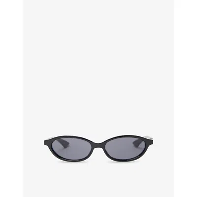 Le Specs Womens Black Duskfall Oval Ecozen Sunglasses In Blue