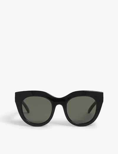 Le Specs Air Heart Cat-eye Acetate And Gold-tone Sunglasses In Black