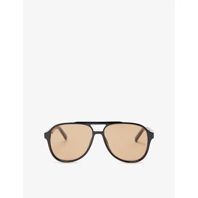 Le Specs Womens Black Tragic Magic Aviator Ecozen Sunglasses