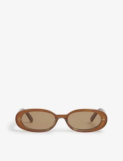 LE SPECS WOMENS CARAMEL OUTTA LOVE OVAL-FRAME POLYCARBONATE SUNGLASSES,46384601