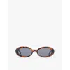 Le Specs Womens Dark Tort Work It Oval-frame Polycarbonate Sunglasses In Dark Tort