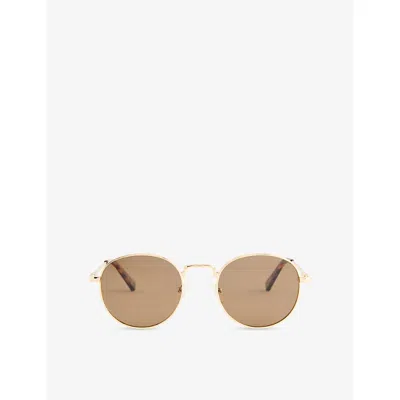 Le Specs Womens Lsu2552167 Lost Legacy Round-frame Metal Sunglasses Gold
