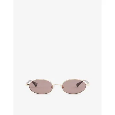 Le Specs Womens Gold/smokey Brown Mono Icicle Oval-frame Metal Sunglasses In Burgundy