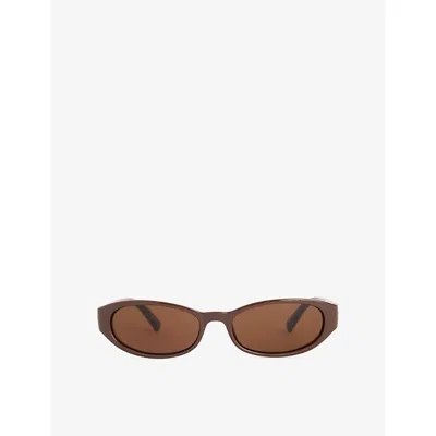 Le Specs Womens Cocoa Popalicious Oval-frame Acetate Sunglasses In Brown