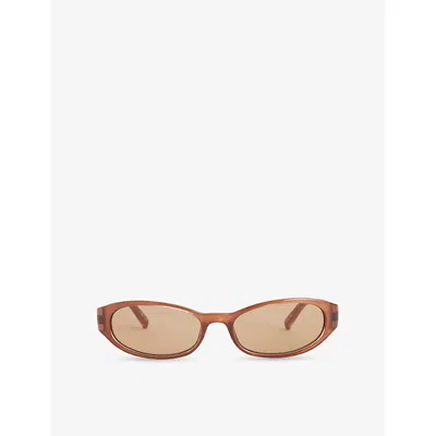 Le Specs Womens Pearl Caramel Popalicious Oval-frame Sunglasses In Brown
