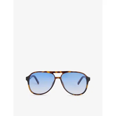 Le Specs Womens Tokyo Tort Tragic Magic Aviator-frame Acetate Sunglasses In Brown
