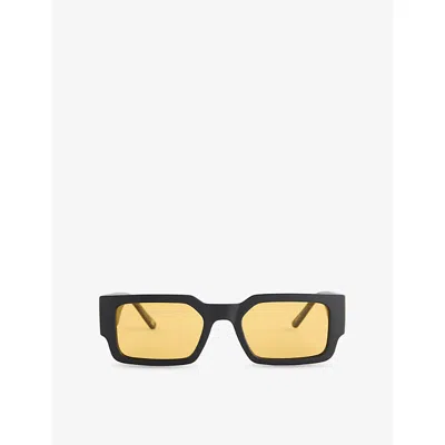 Le Specs Womens Matte Black 2552160 Contemplation Rectangle-frame Polycarbonate Sunglasses