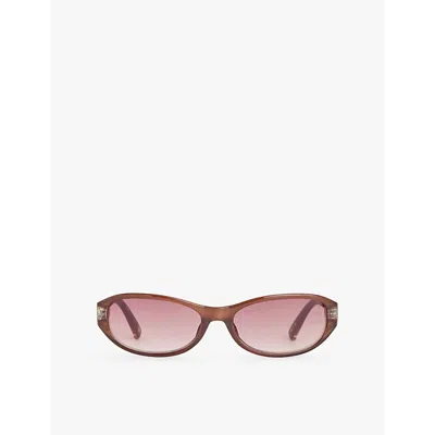 Le Specs Womens Pearl Chocolate Dont Cha Oval-frame Polycarbonate Sunglasses