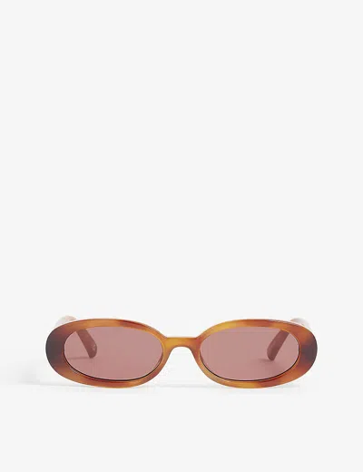 Le Specs Outta Love Oval Tortoiseshell-acetate Sunglasses In Vintage Tort Rose Mono