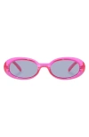 Le Specs Work It 53mm Oval Sunglasses In Hyper Pink