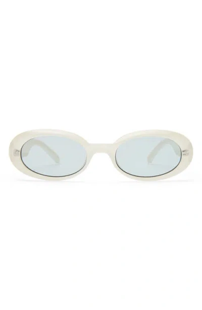 Le Specs Work It 53mm Oval Sunglasses In White