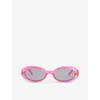 LE SPECS LE SPECS WOMEN'S HYPER PINK WORK IT OVAL-FRAME POLYETHYLENE SUNGLASSES