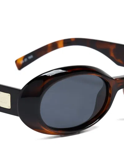 Le Specs Work It! Oval-frame Sunglasses In Brown