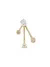 Le Ster 18kt Yellow Gold Crackle Ear Jacket With Diamond Studs Single Earring In Gold