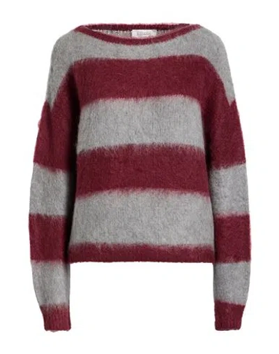 Le Streghe Tricot Woman Sweater Burgundy Size Onesize Mohair Wool, Wool, Acrylic, Polyamide, Elastan In Red