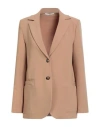 Le Streghe Woman Blazer Camel Size S Polyester, Viscose, Elastane In Sand