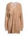 Le Streghe Woman Cardigan Camel Size Onesize Acrylic, Polyamide, Mohair Wool, Wool In Beige