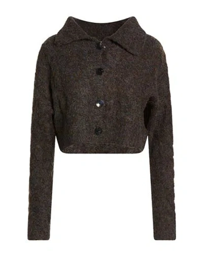 Le Streghe Woman Cardigan Dark Brown Size Onesize Polyester, Acrylic, Wool, Elastane