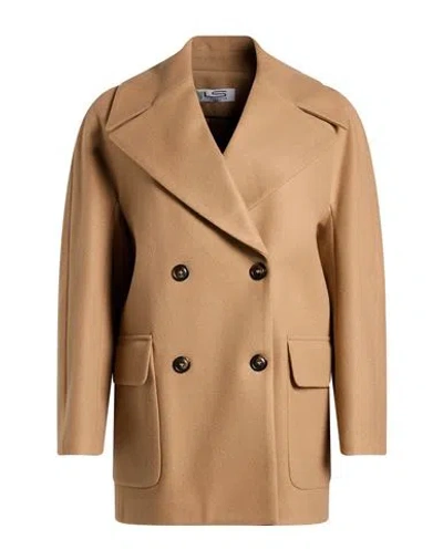 Le Streghe Woman Coat Camel Size S Acrylic, Polyester, Wool In Beige