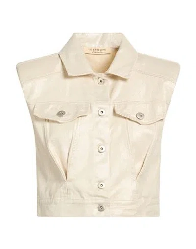 Le Streghe Woman Denim Outerwear Ivory Size M Cotton In Neutral