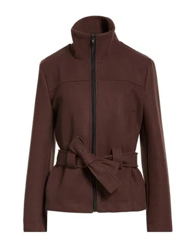 Le Streghe Woman Jacket Dark Brown Size L Polyester, Wool
