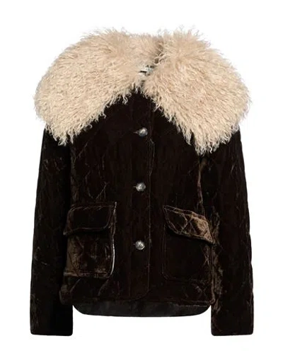 Le Streghe Woman Jacket Dark Brown Size S Polyester In Black