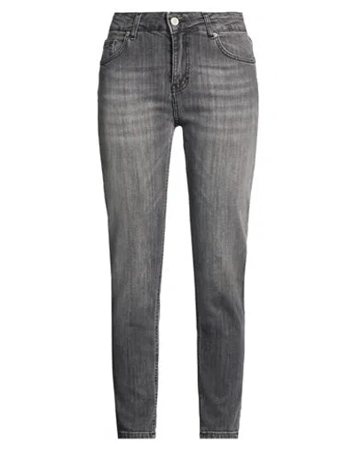 Le Streghe Woman Jeans Black Size S Cotton, Elastic Fibres