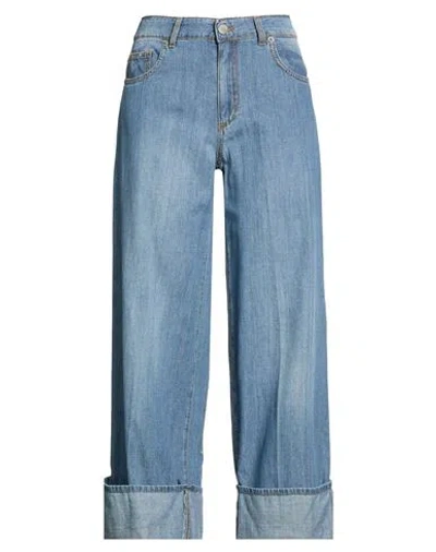 Le Streghe Woman Jeans Blue Size 10 Cotton