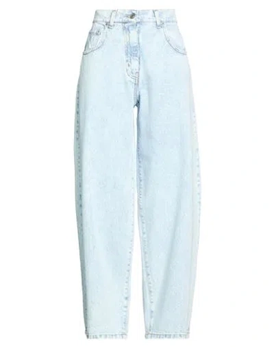 Le Streghe Woman Jeans Blue Size L Cotton, Elastane