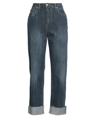 Le Streghe Woman Jeans Blue Size S Cotton, Elastane
