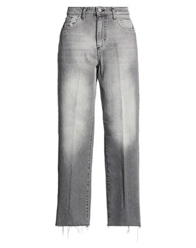 Le Streghe Woman Jeans Grey Size L Cotton, Elastane In Gray