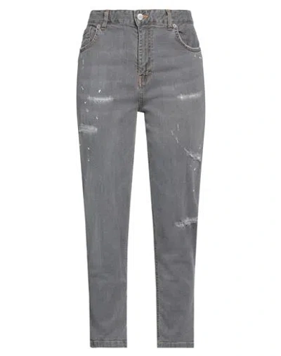 Le Streghe Woman Jeans Grey Size M Cotton, Elastane