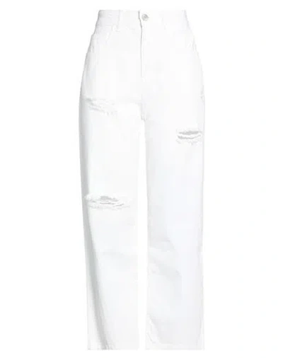 Le Streghe Woman Jeans Off White Size S Cotton In Multi