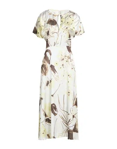 Le Streghe Woman Midi Dress Beige Size L Polyester In Neutral