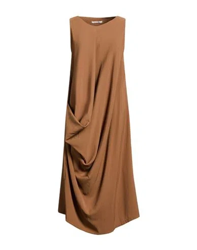 Le Streghe Woman Midi Dress Brown Size L Viscose, Polyester