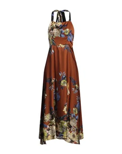 Le Streghe Woman Midi Dress Brown Size S Viscose