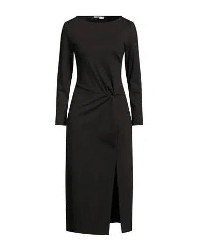 Le Streghe Woman Midi Dress Dark Brown Size M Viscose, Polyamide, Elastane