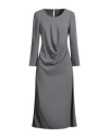 Le Streghe Woman Midi Dress Grey Size M Polyester, Elastane In Gray