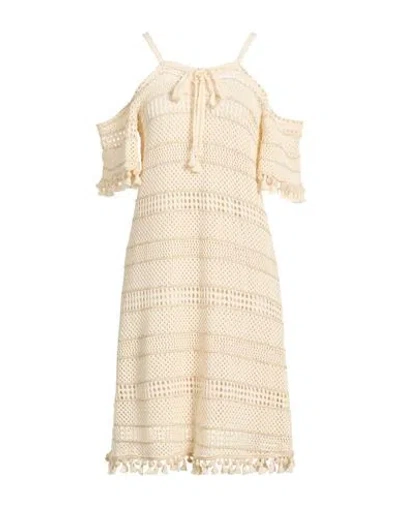 Le Streghe Woman Midi Dress Ivory Size S Polyester, Cotton, Metallic Fiber In Neutral