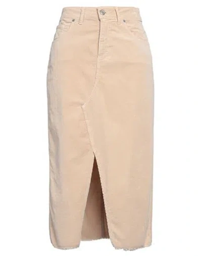 Le Streghe Woman Midi Skirt Beige Size L Cotton, Lyocell, Elastane