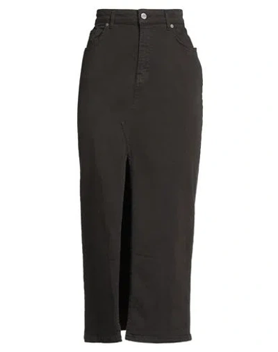 Le Streghe Woman Midi Skirt Dark Brown Size L Cotton, Elastane
