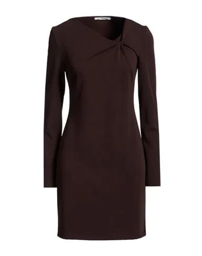 Le Streghe Woman Mini Dress Dark Brown Size S Polyester, Elastane